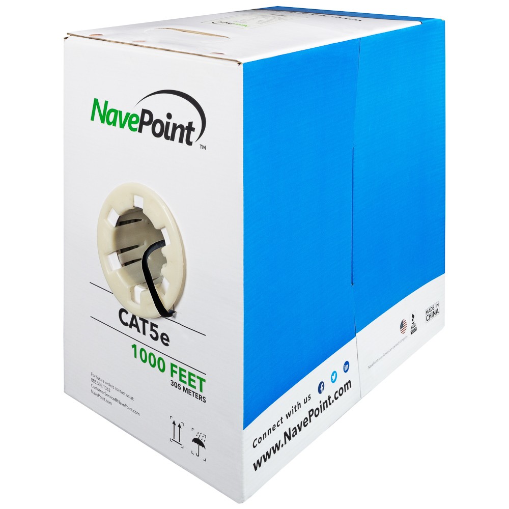 CAT5e Ethernet Cable 1000ft Black Bulk 1-Pack