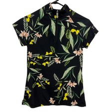 Kastel Denmark Cap Sleeve Sun Shirt Shirt Small Black Floral Multi Equestrian