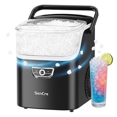 Nugget Ice Maker with Handle 40lbs/Day Countertop Ice Maker Ready in 5 Mins