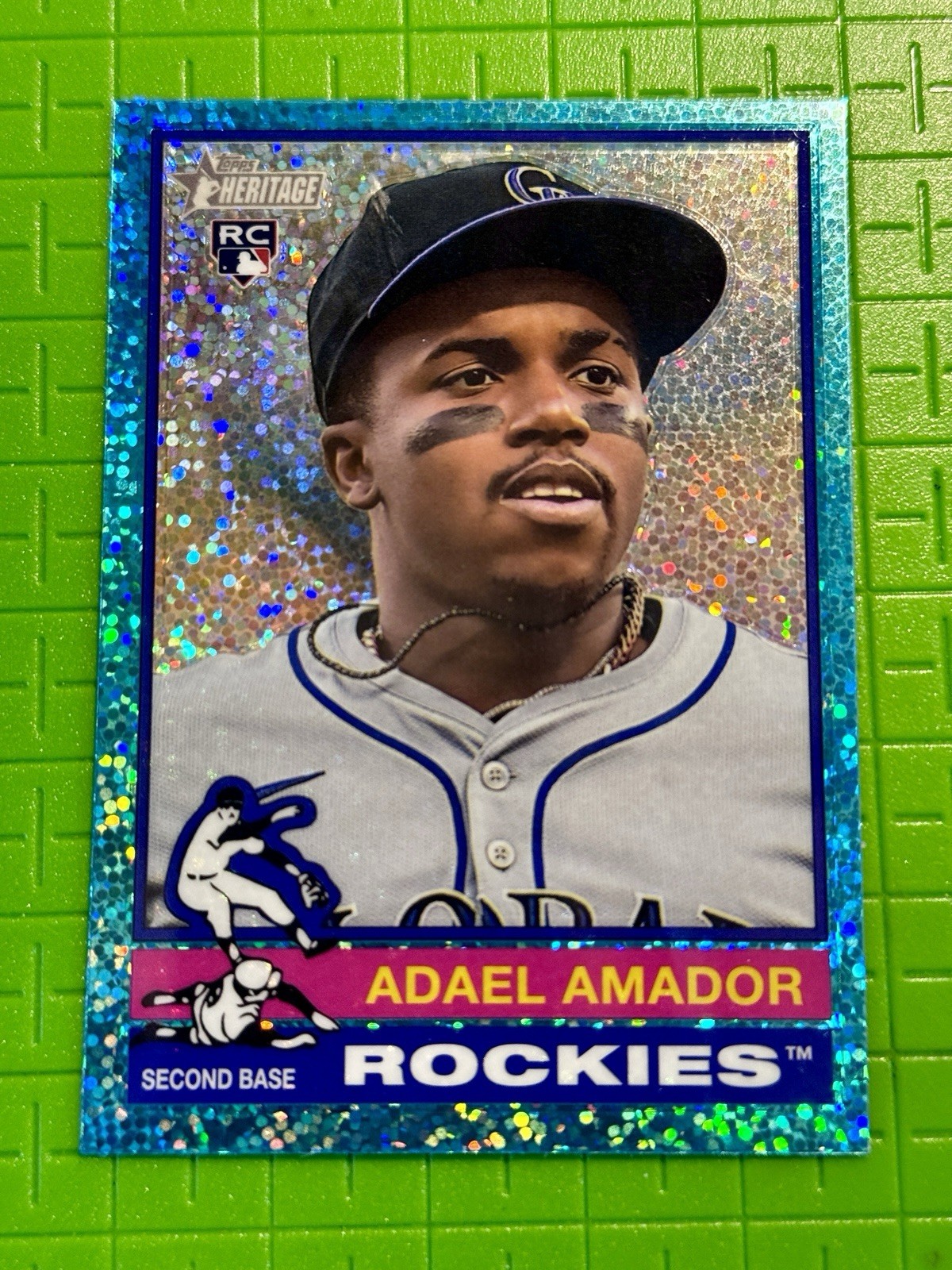 2025 Topps Heritage - Adael Amador #61 Chrome Aqua Sparkle Refractor (RC)