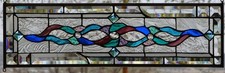 Abstract Stained Glass Transom window HANGING PANEL 27 X 9  incl hooks