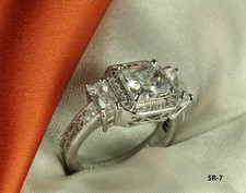 STERLING SILVER PRINCESS CZ PAVE ANNIVERSARY ENGAGEMENT WEDDING HALO RING-3.9CT