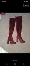 Burgundy suede thigh high boots size 5