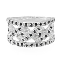 Cavill Ring Damen Silber Schwarzer Spinell 0,48Ct Geflochten Elegant