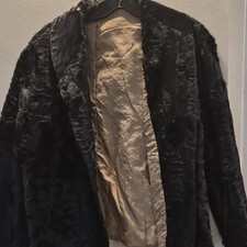 Vintage Black Fur Coat with Beige Lining