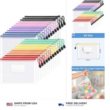 Sooez 24 Pack Mesh Zipper Pouch Bags with Label Pocket, A5 9.4 6.8 in Small...