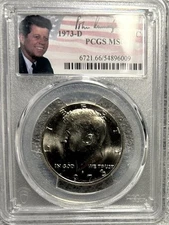 1973 D Kennedy Half Dollar 50C PCGS MS66 Portrait Sig Special Label DL46