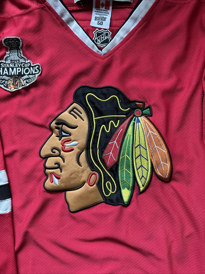 Camiseta deportiva de los Chicago Blackhawks para hombre talla 50 Reebok Patrick Kane 2013 Stanley Cup Champ Foto 4 de 4