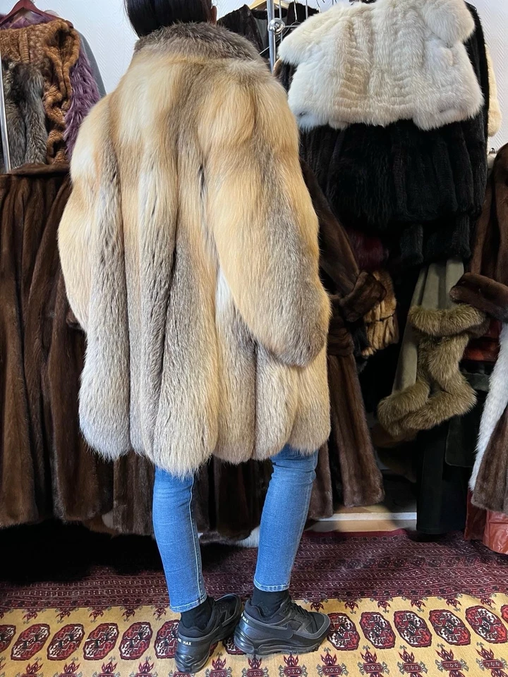 Abrigo de piel de zorro Golden Island real talla 38-42 / M-L Foto 4 de 4