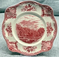 Johnson Bros Old Britain Castles Belvoir Castle Pink Square SALAD PLATE 7.5"