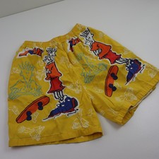 Pantalones Cortos Promocionales Vintage Años 90 7UP Fido Dido Para Hombres M/L Amarillo Patín Surf Dibujos Animados Sueltos