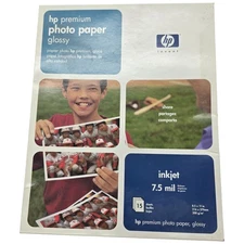 HP Premium Photo Paper Glossy 8.5x11 15 Sheets 7.5 Mil Inkjet C6039A