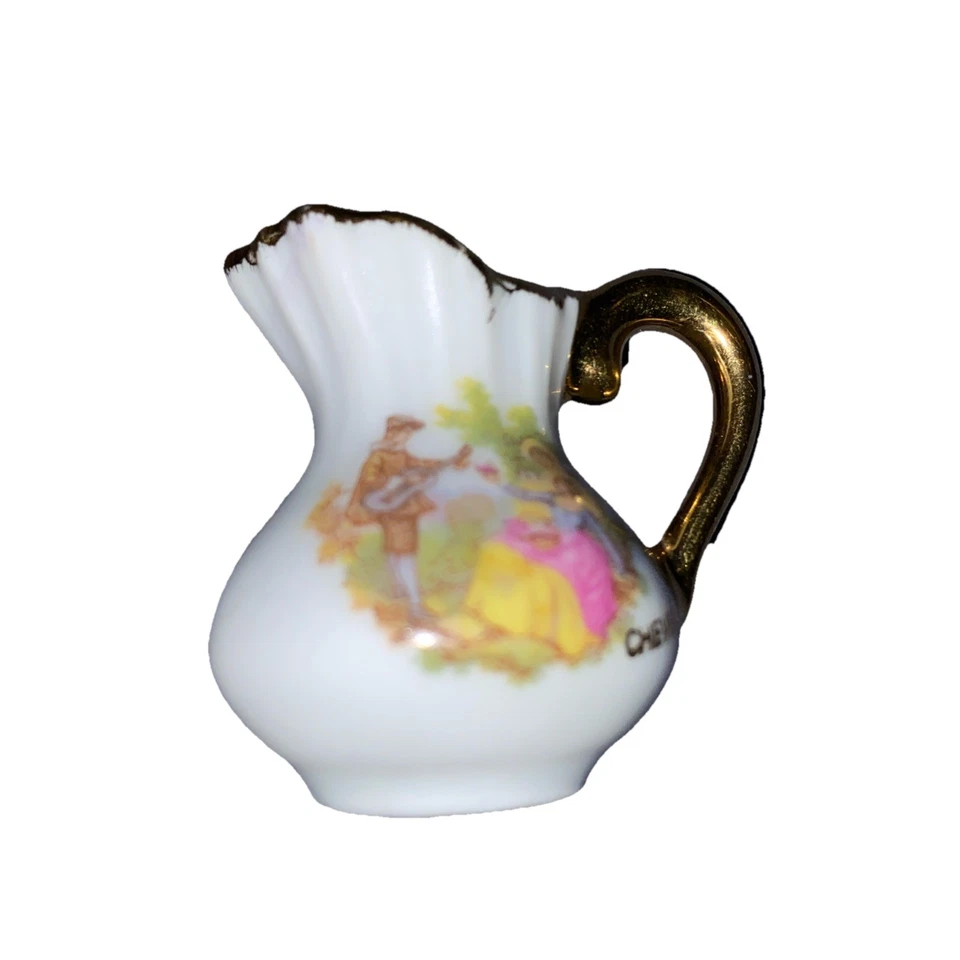 Mini jarro Limoges France cheverny acabamento dourado  - Imagem 2 de 4