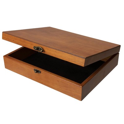 WE Games Old World Wooden Box with Brass Latch   Vintage-Style Wooden Keepsake