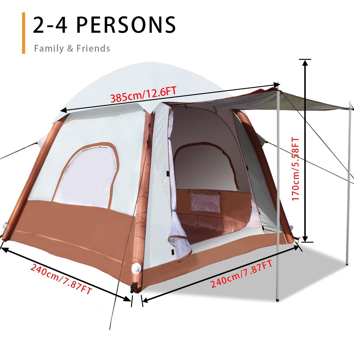 Umbalir Upgrade Inflatable Camping Tent with Pump, Easy Setup 4 Season Glampi...