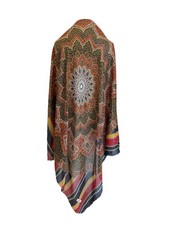 Valentino Scarf Paisley Medallion Pattern Stripe Border Metallic Thread A20