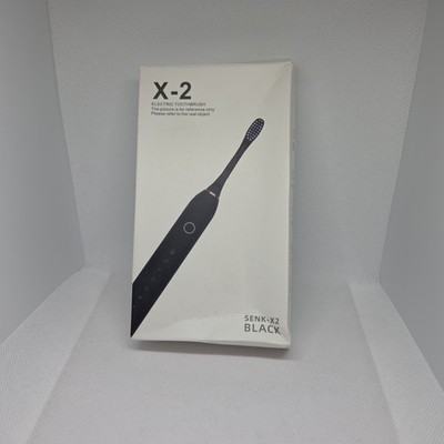 X-2 Sonic Electric Toothbrush Black Rechargeable USB Charger 5 Heads 5-Speed New