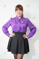 Purple pullover pussybow tie neck blouse. 46"/48" bust. Size 20/22 UK New