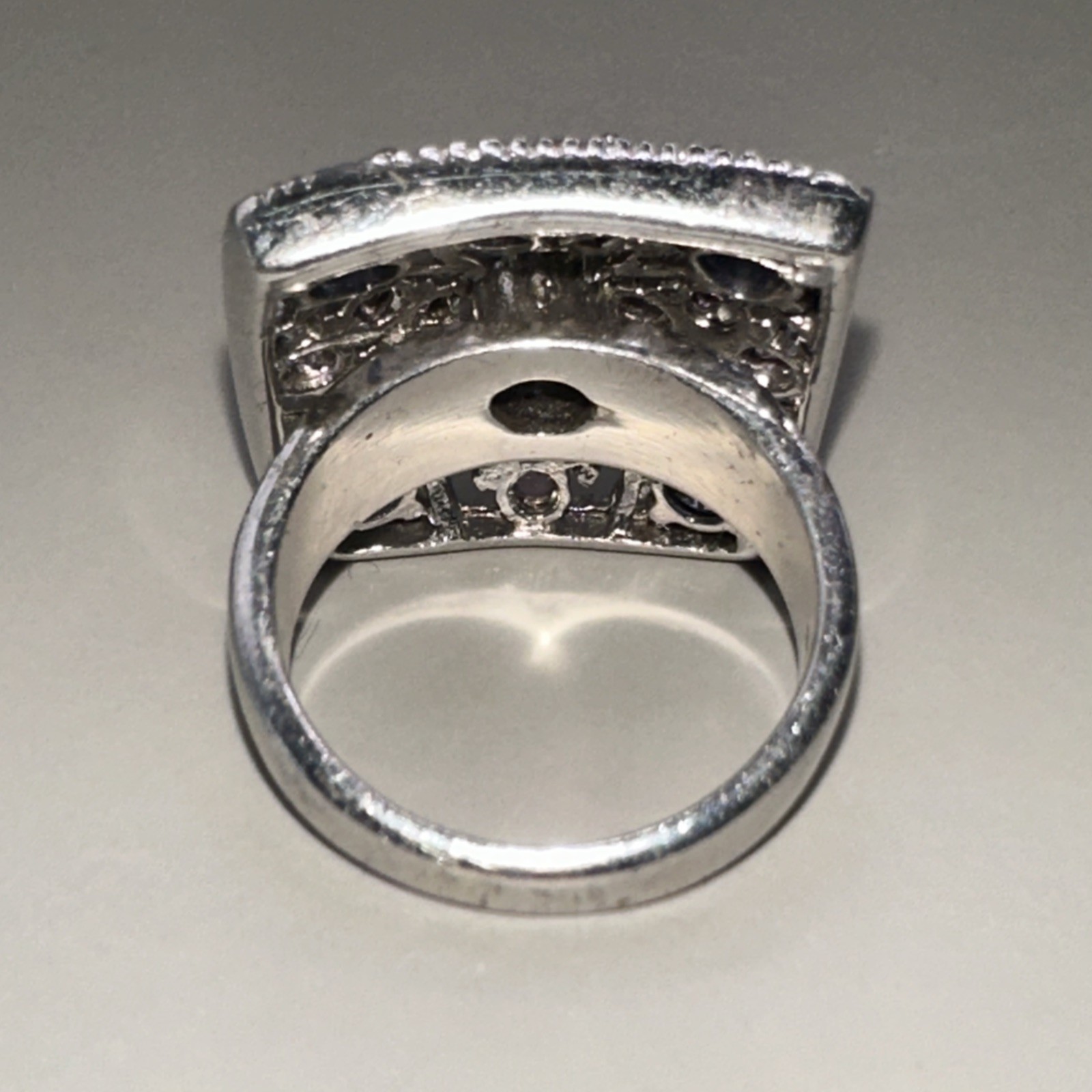 Multi-Gem Square Cluster Sterling Silver Ring Siz… - image 4