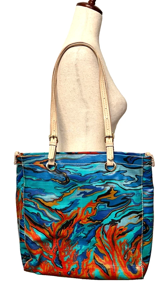 Bolsa tote SAKROOTS Artist Circle Water Nation nova com etiquetas bolsa com zíper WAVE OCEAN 104955 azul - Imagem 2 de 4