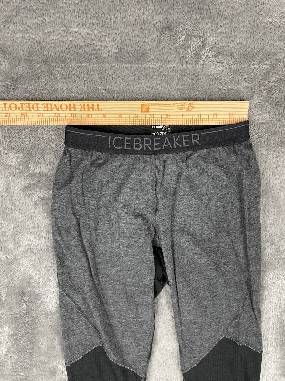 Icebreaker Base Layer Legging 260 Zone Merino Wool Grey Black 3/4 Read Descrip