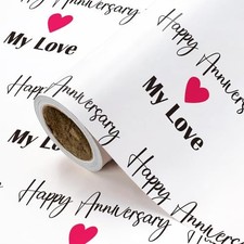 Anniversary Wrapping Paper Roll - Mini Roll - 17 Inch x 16.5 Feet - My Love