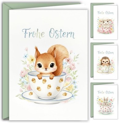 12er Osterkarten A6 mit Umschlägen   Pastell & Tiere