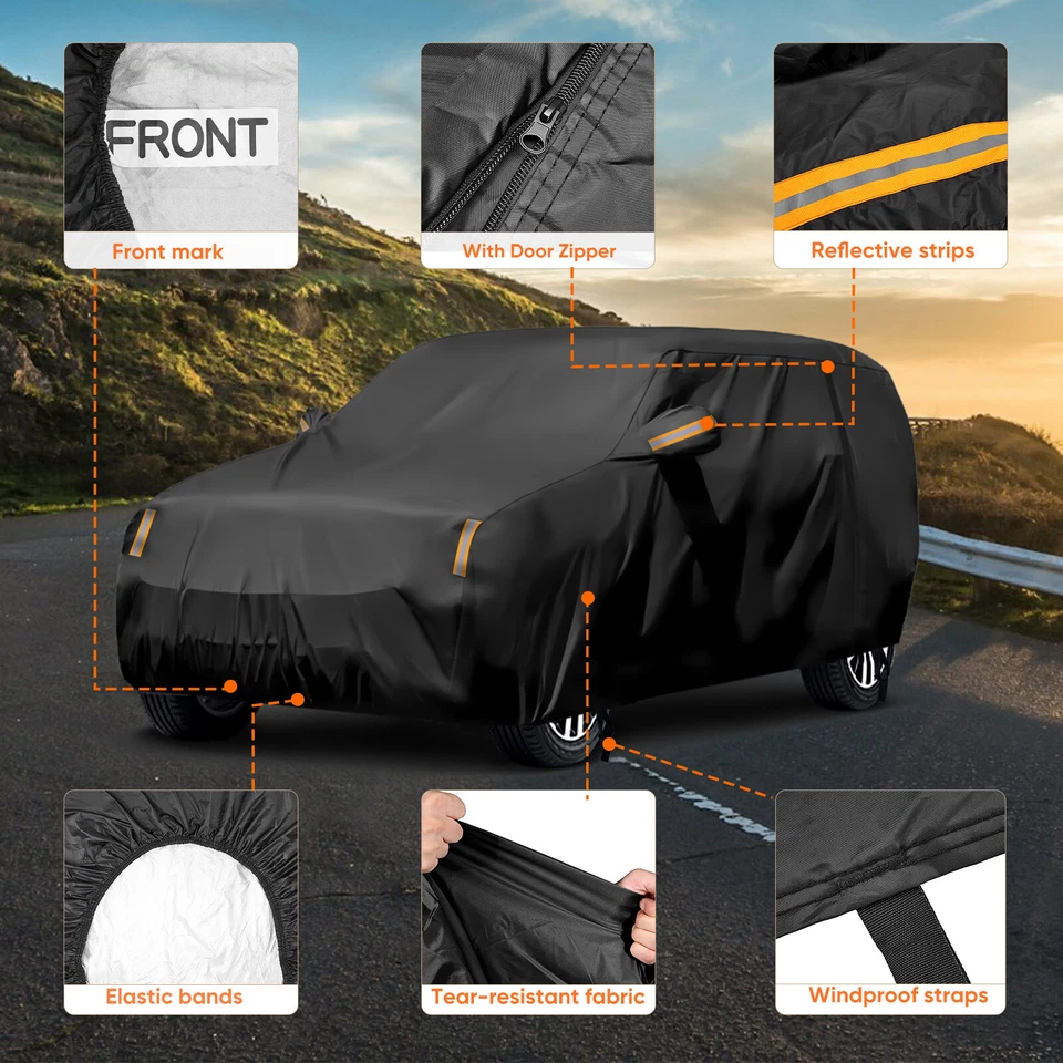 Cubierta protectora grande impermeable completa para automóvil SUV exterior antipolvo apta para Jeep Cherokee Foto 3 de 4