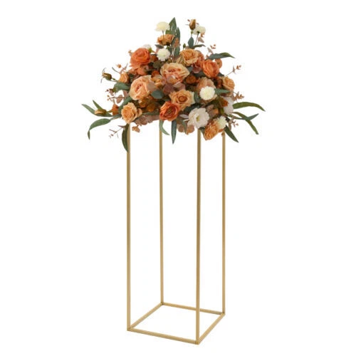 Soporte de flores de metal dorado de 31,5 pulgadas de alto de 5 piezas para centros de mesa de boda decoración Foto 2 de 4