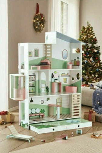 Wooden Kids 3 Storey Doll House With Furniture Accessories Playhouse Toy - Picture 3 of 7