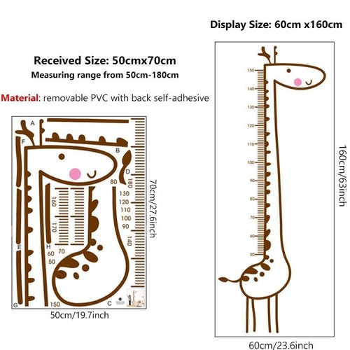 Height Measurement Wall Sticker Cute Giraffe Stickers Kids Bed Room Decorations - Picture 12 of 12