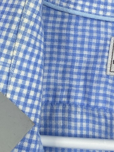 Camisa Peter Millar Para Hombres 16.5 Azul Cuadros Guinga Lino Deporte Preppy Informal - Imagen 5 de 9