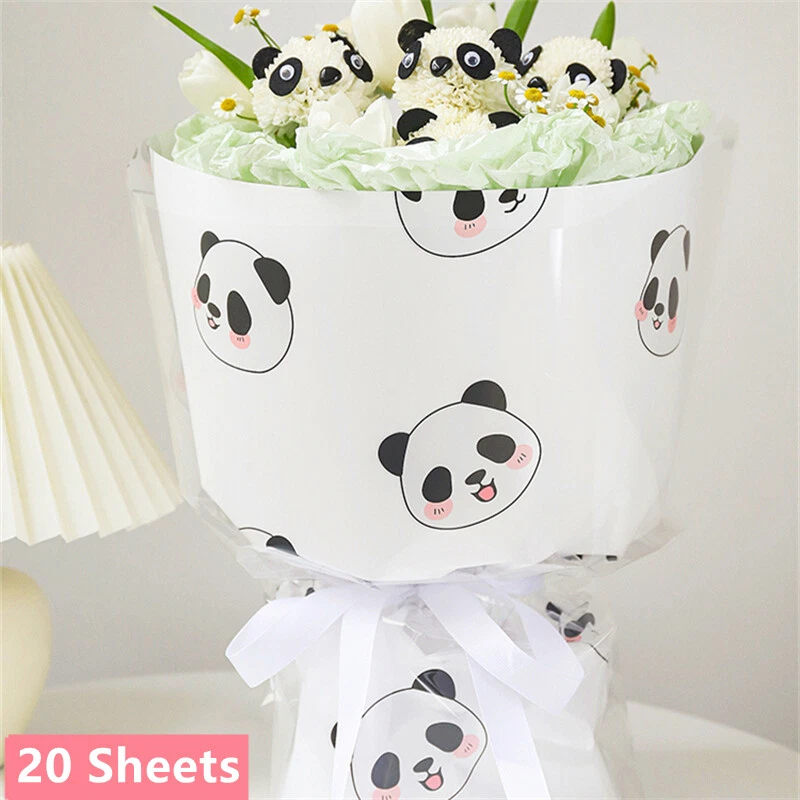 20 Sheets Panda Printed Wrapping Paper Bouquet Present Packaging 23x23" - Image 4 of 4