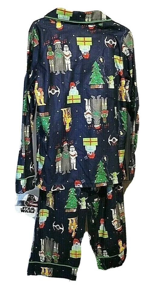 Juego de 2 pijamas de Navidad Star Wars para niños Yoda Boba Fett C3PO R2-D2 talla pequeña Foto 2 de 2