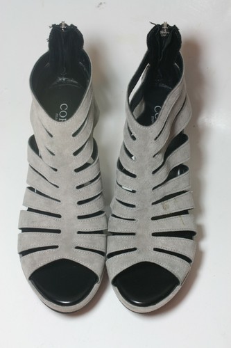 CORDANI SHOES ELECTRA PLATFORM WEDGE SANDAL BOOTIES GRAY SUEDE BACK ZIP 40 ITALY - Picture 6 of 12