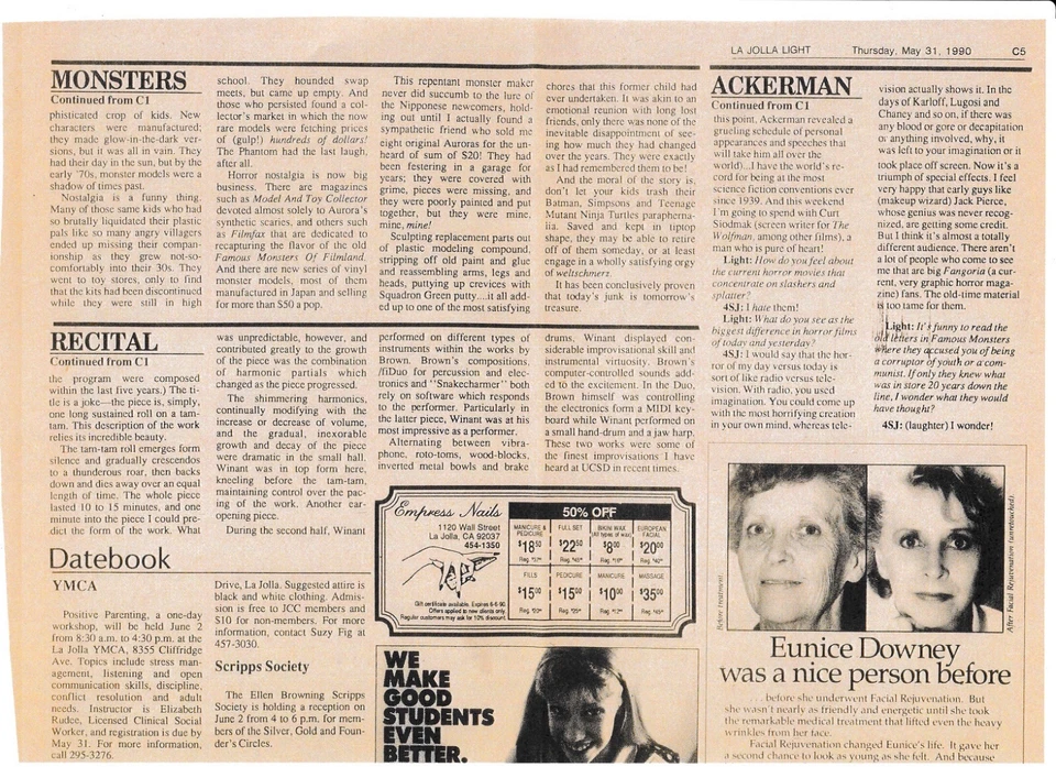 1990 SPECTRUM - Forrest J Ackerman interview and article on 1960s monster craze. - Image 4 of 4