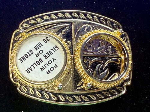 Dual Two Space Black Coin Collectors Belt Buckle for 39mm Morgan Silver Dollar - Picture 17 of 17