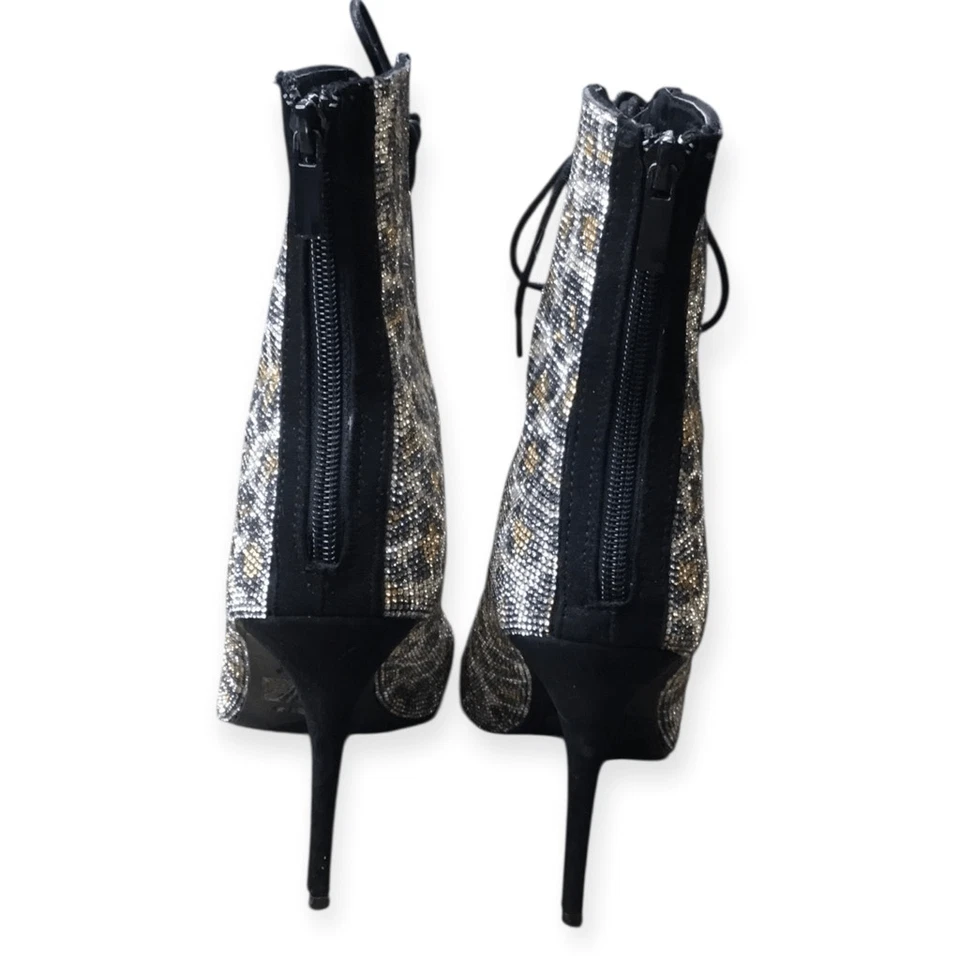 ANNE MICHELLE женщин гепард печать со стразами на шнуровке заглянуть носок Stiletto ботинок - Изображение 2 из 4