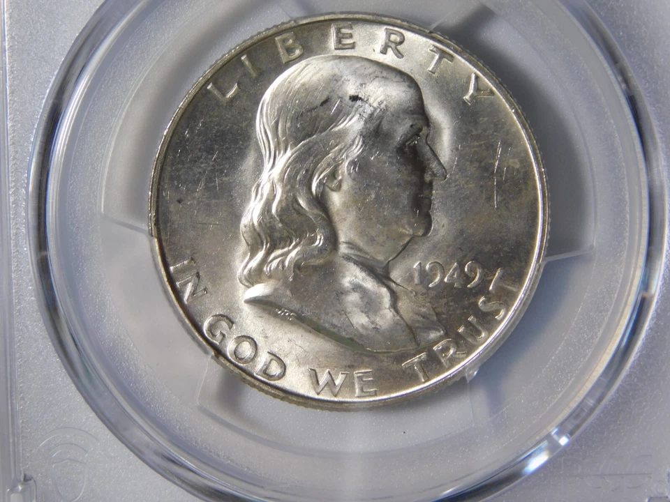 1949-D  FRANKLIN SILVER COIN HALF DOLLAR GOLD SHIELD PCGS GRADED MS64FBL - Image 2 of 4