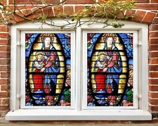 3D Nun Girl A807 Window Film Print Sticker Cling Stained Glass UV Zoe