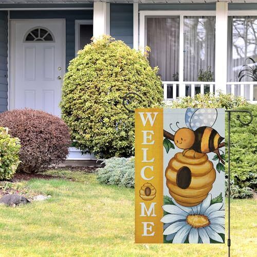 Spring Summer Garden Flag 12x18 Inch Double Sided for Outside, Bee Daisy - Bild 3 von 7