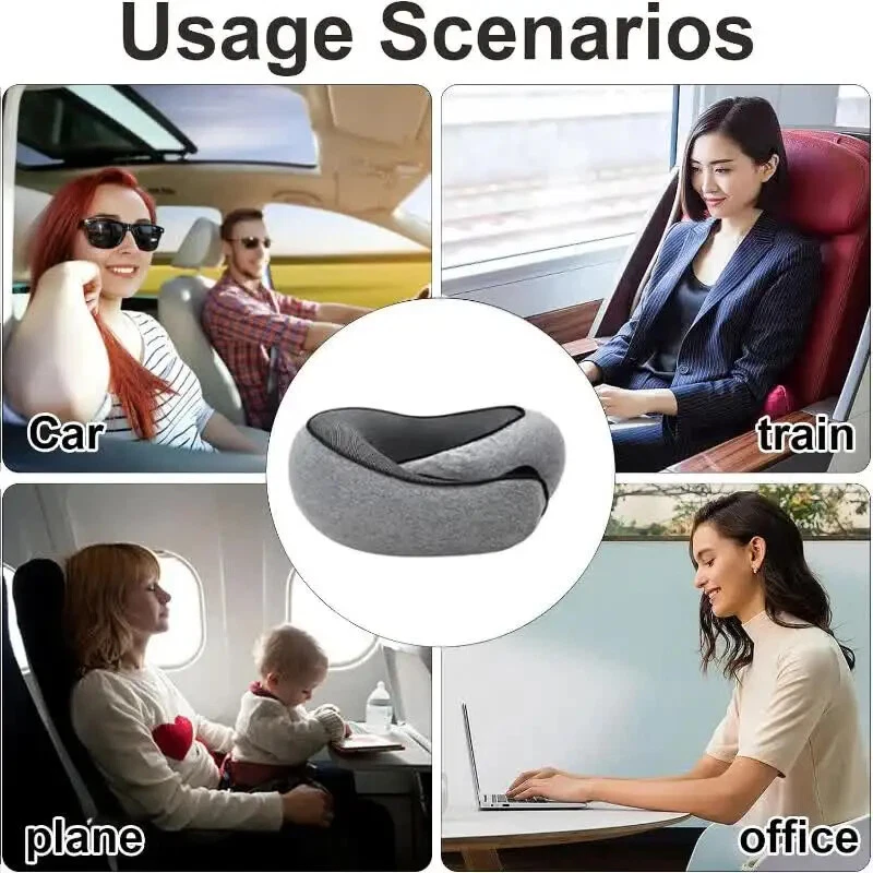 Travel Pillow Neck Support Head Memory Foam U Shaped Travel Cushion Neck Rest