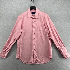 David Donahue Shirt Mens Size Large Red Long Sleeve Button Up Spread Collar