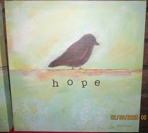 Believe and Hope Bird Wall Hangings by Caitlin Dundon 11 X 11 - Picture 3 of 11