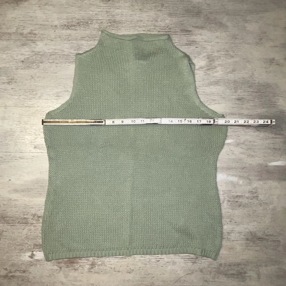 EUC Vintage Y2K Bagatelle Green Cotton Knit Mock Neck Sleeveless Sweater Size XL - Image 3 of 4