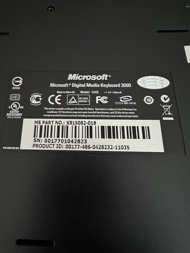 Microsoft Digital Media Keyboard 3000 Model 1343 USB Wired Multimedia - TESTED - Picture 4 of 4