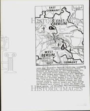 1961 Press Photo Map Depicts Crossing Points Between East & West Berlin