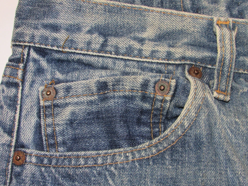 DE COLECCIÓN HOMBRE LEVIS 505 0217 AZUL DENIM JEANS/TALON 42 CREMALLERA/PESTAÑA ROJA! USA 31x34 Foto 4 de 4