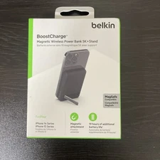Authentic Belkin Magnetic Wireless Power Bank 5K + Stand (bpd004btbk)