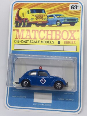 Vintage Lesney Matchbox 15 Custom Volkswagen Beetle Aral Service CarBlister Pack